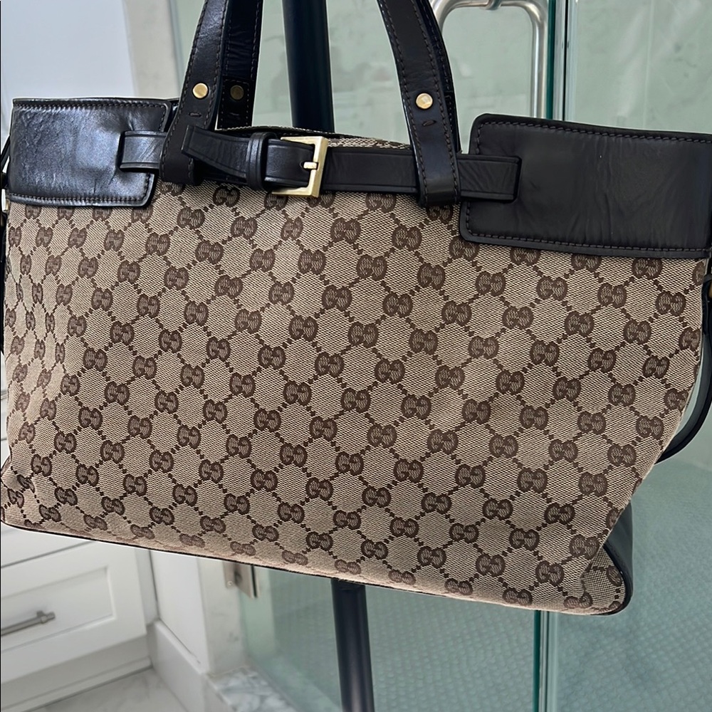 Gucci Brown and Beige Monogram Canvas Tote